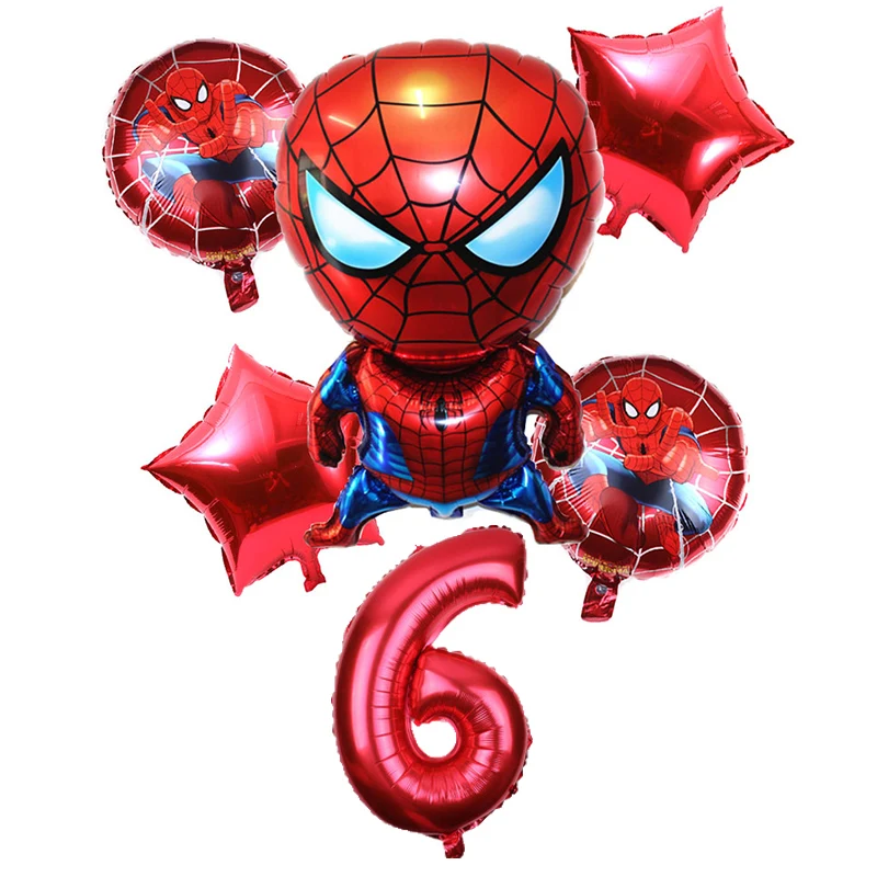 6 шт./партия 32-дюймовый номер 1-9 лет Человек-паук гелиевый воздушный шар с изображением Человека-паука супергерой Мстители День рождения воздушные шары украшения