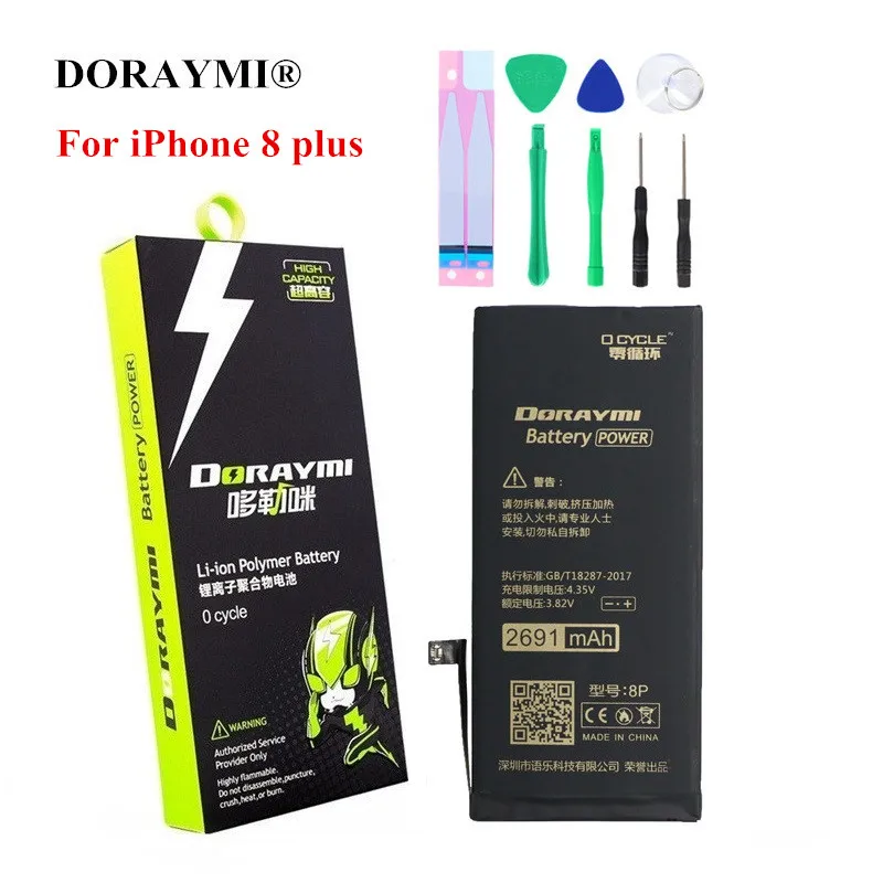 

DORAYMI 2691mAh Cell Phone Battery for Apple iPhone 8plus 8 plus High Quality Replacement Bateria Li-ion Batteries