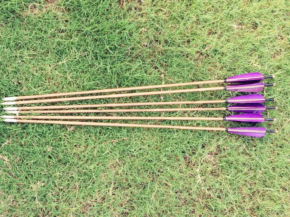 New Product 12PK 28 32'' Handmade Purple Bamboo Arrows Long Archery