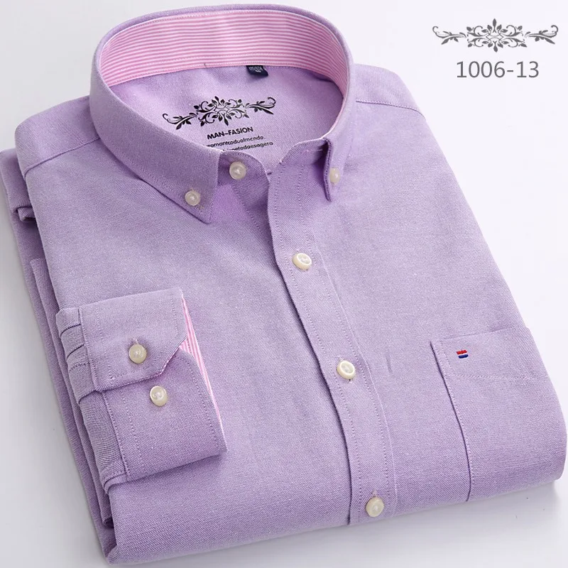 Дизайн супер высокое качество хлопок и полиэстер мужские рубашки бизнес повседневные рубашки люксовый бренд Оксфорд мужские рубашки - Цвет: 1006 13