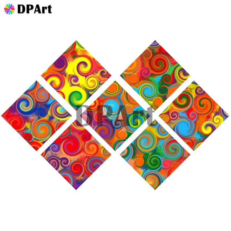 

7PCS Diamond Painting 5D Full Square/Round Drill Colorful Rainbow Mandala Fractal Daimond Embroidery Painting Cross Stitch M831