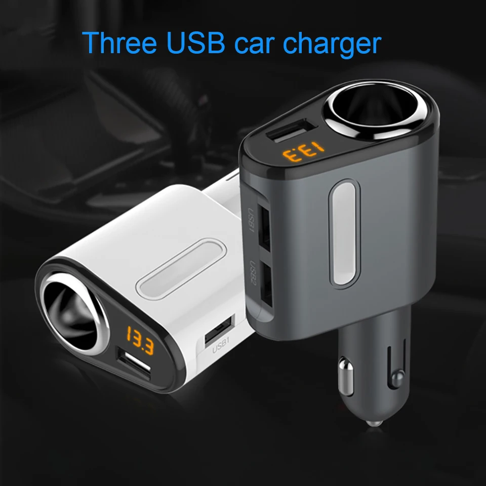 Cunymagos Quick Charge 5V 3.1A 3 Ports USB Car Charger For iPhone Samsung 12V-24V Car Cigarette Lighter Socket Adapter Charger (2)