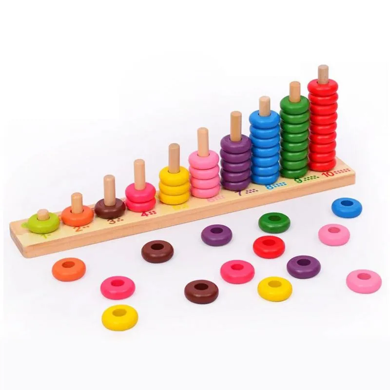 

Chanycore Baby Learning Educational Wooden Arithmetic Toys Box Digital Number Beads Ring Toss Matching Enlightenment Gifts 4027