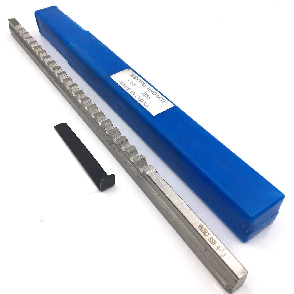 Koop HSS 6mm C1 Push Type Spiebaan Broach Metrische Maat HSS Spiebaan + Shim Snijgereedschap voor CNC Router metaalbewerking