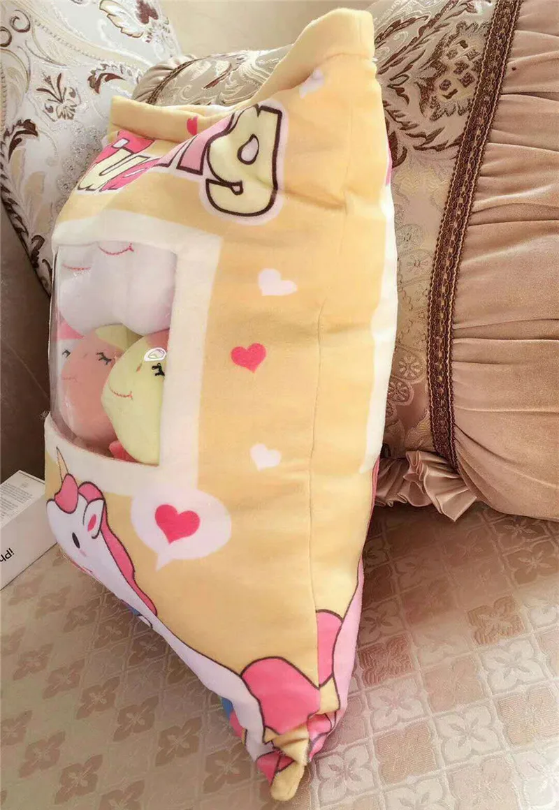 Cute Big Bag Unicorns Pudding Plush Toys Pillow Cartoon Flying Horse Simulation Snacks Throw  Pillows Cushion Dolls 8pcsbag (6)