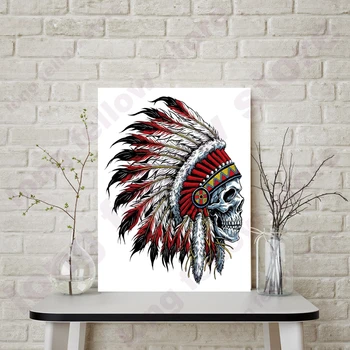

Skull Canvas Print Skeleton Head Abstract Cartoon Tatto Poster Feather Skull Canvas Painting for Room Home Decor Dropshipping