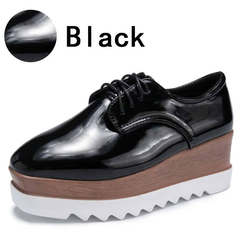 Aphixta/обувь на плоской платформе; женская обувь на квадратном каблуке и шнуровке; повседневная женская обувь; zapatos mujer; обувь на толстой мягкой подошве - Цвет: Black