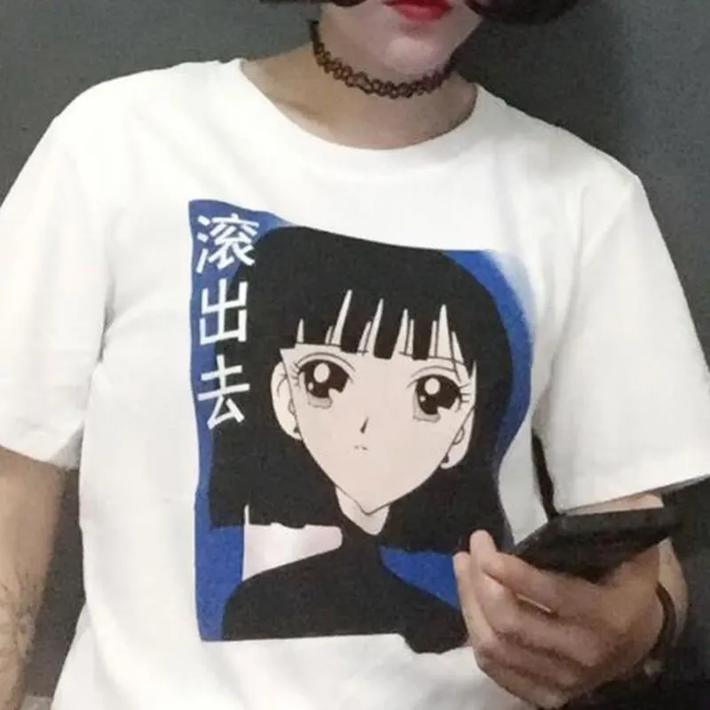 Мультфильм Harajuku футболка Для женщин хлопок 2017 футболки Повседневное свободные