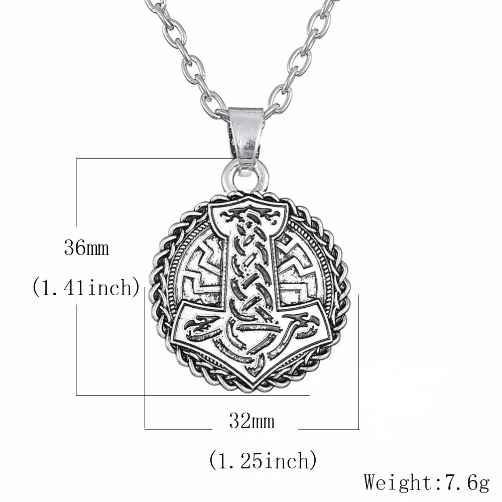 Ожерелье с металлической подвеской в виде молота Тора, антикварное серебряное ожерелье, регулируемая Длинная цепочка, ожерелье
