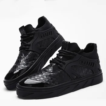 

Autumn Winter Men Shoes Fashion Korea Mens Shoes Casua Flats Breathable Low Lace-up Men Flat Shoes Black White Zapatos Hombre