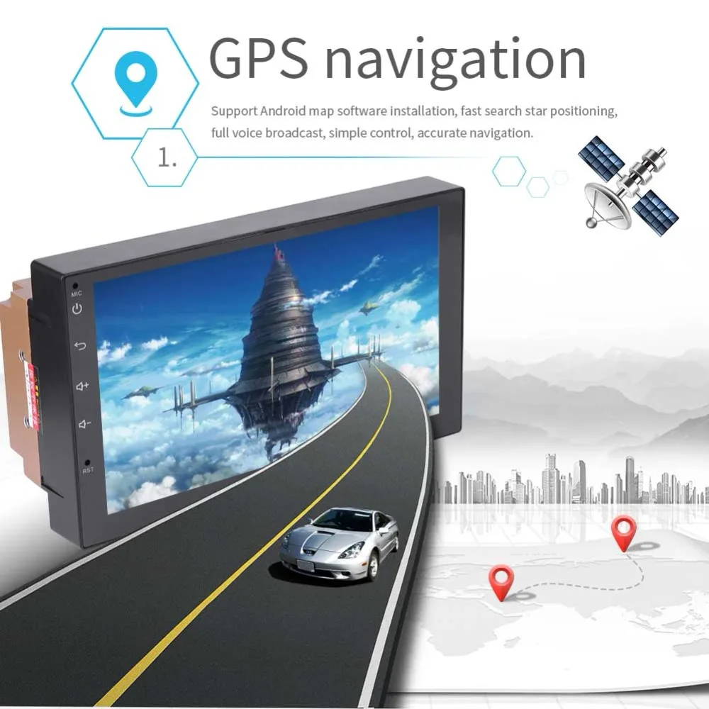 

Wholesale 20 units Smart Car Android 7.1 MP5 Player quad core GPS navigation Super slim 7inch tablets multimedia FM Mirror link