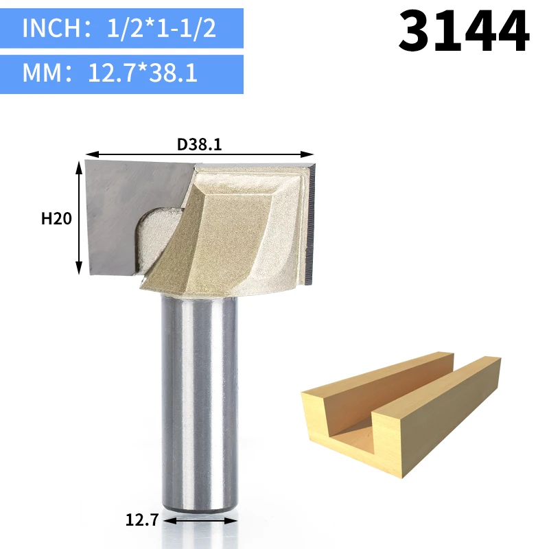 HUHAO 1pcs 1/2" Shank CNC Cleaning bottom router bit Woodworking Tools two Flute endmill router bits for wood cutting tools - Длина режущей кромки: 3144