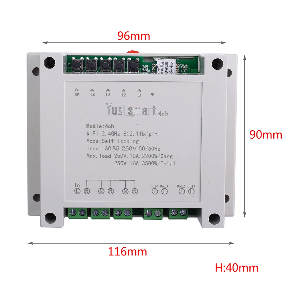 4 канала 2,4G IoT 10A Беспроводной WI-FI интеллектуальные Управление переключатель самоблокирующимся реле модуля AC 85 V-250 V с пультом дистанционного управления
