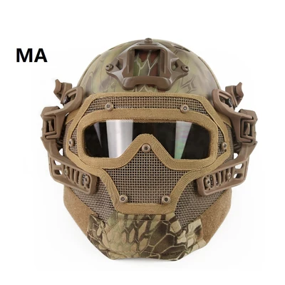 Мужской Тактический Быстрый PJ шлем с системой G4 ABS маска на все лицо PC очки военный страйкбол Пейнтбол армейская Защита для стрельбы - Цвет: MA