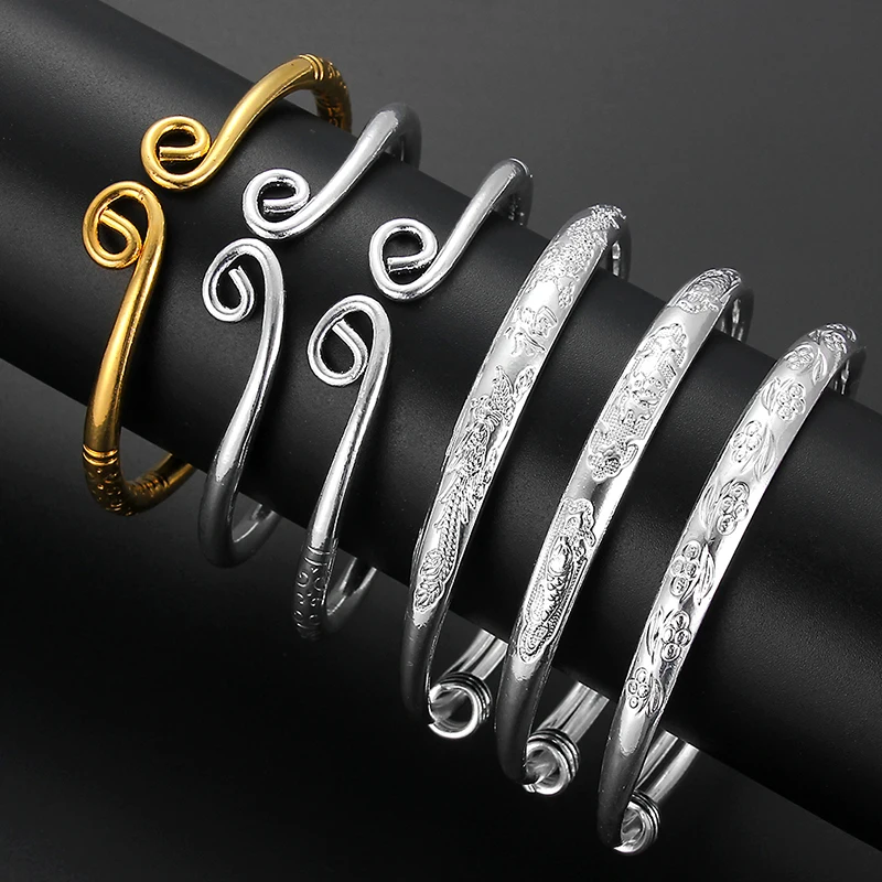 New Arrival A Variety Of Styles Exquisite Bangle Alloy Gold/silver Pattern Bangle For Women Girls Jewelry Gifts