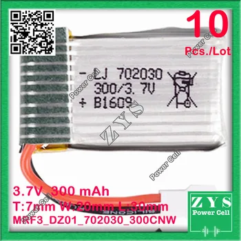 

Safety Packing 10pcs./Lot 3.7V lithium Polymer battery 702030 072030 300mah for UAV UAS Drone Zone mini drone fpv Size:7x20x30mm