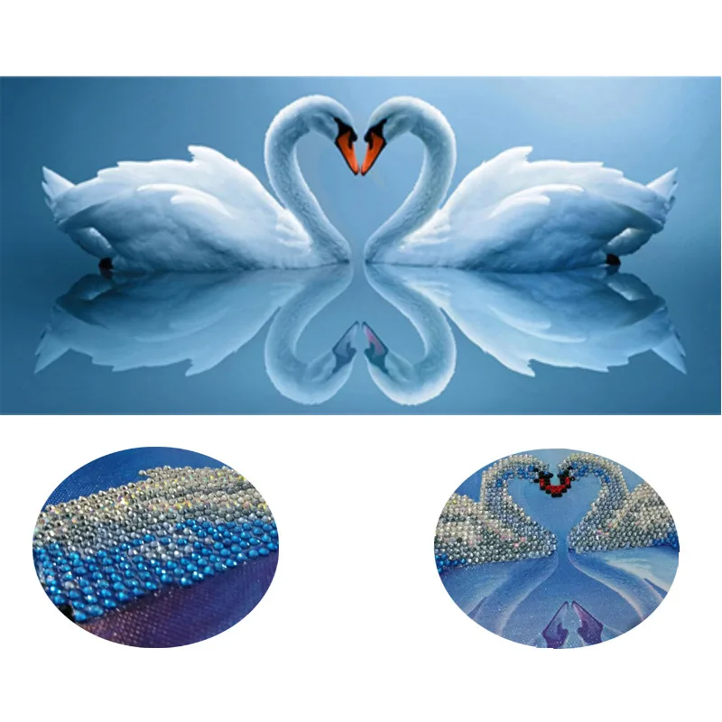 

New 5D Diamond Painting Cross Stitch Swan Lake Needlework Crafts Crystal Round Diamond Embroidery Home Decorative for Love Gifts