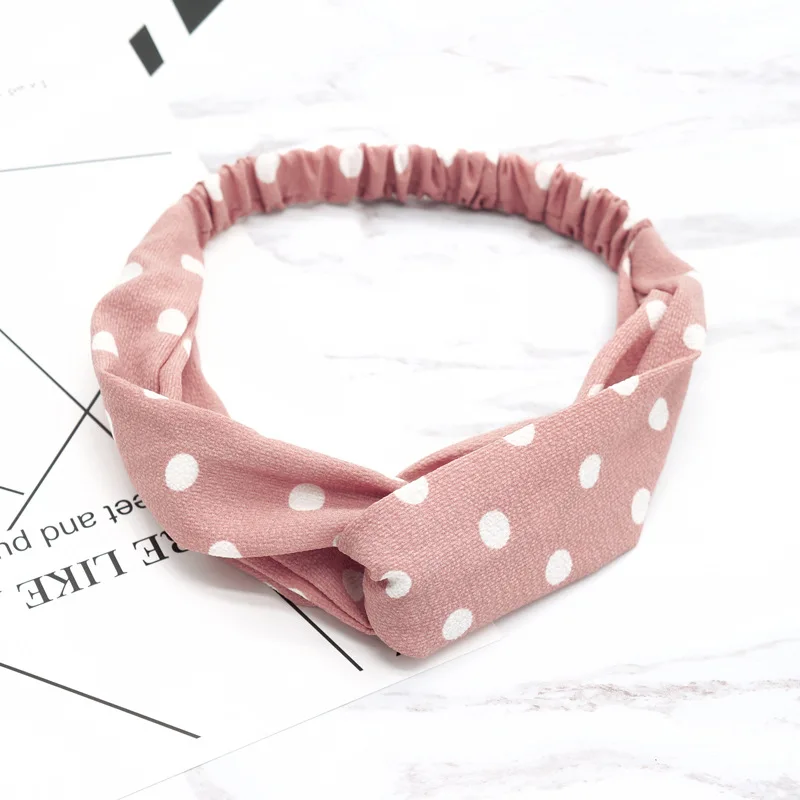 

Summer print dot Headbands Retro Cross Turban for Women Girls Headwear Bandanas HairBands Hair head band hoop Accessory Headwrap