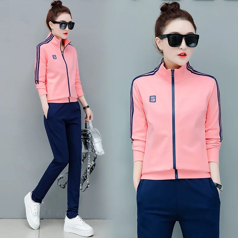 

Spring Women Tracksuit Sportswear Zip Up Jacket Sweatshirt+pant Female Training Jogger Fitness Workout Outfit Set SportSuit 2PCS