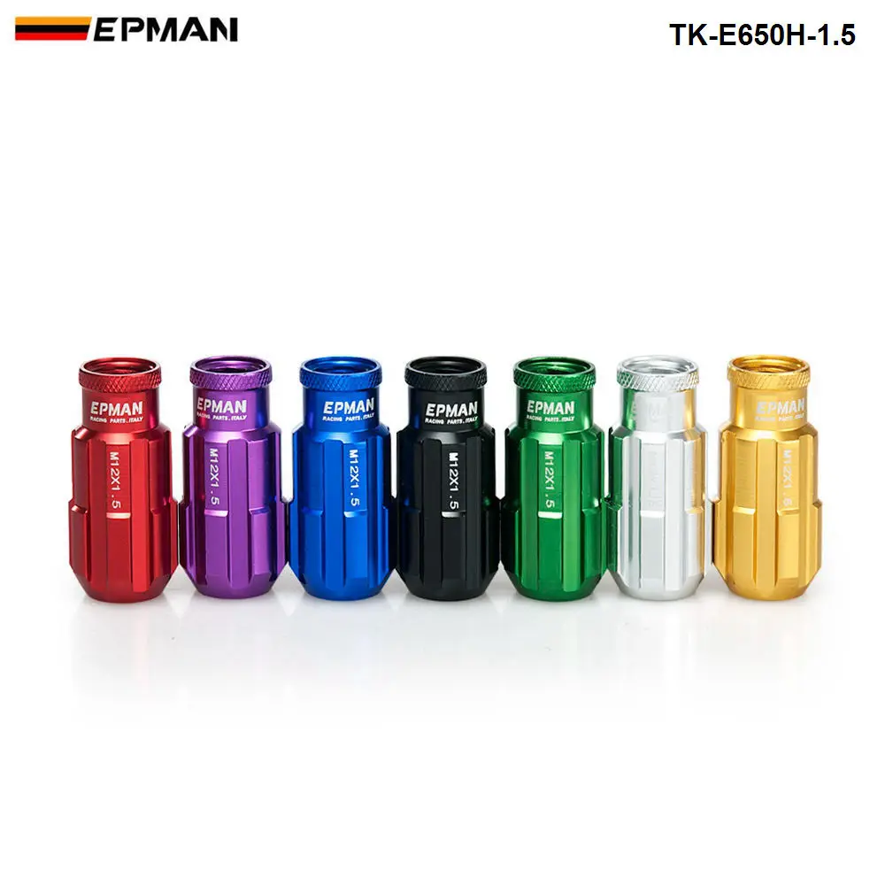 EPMAN Sport Racing Aluminum Lock Lug Nuts 20pcs 12x1.5 W/Key Universal Fit For Honda Civic Toyota Ford TK-E650H-1.5