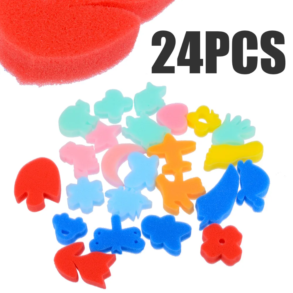 

24pcs Creative Sponge Children DIY Paint Sponge Bath Art Craft Painting Sponge Set Toy Baby Early Learning Educational Toy Toys
