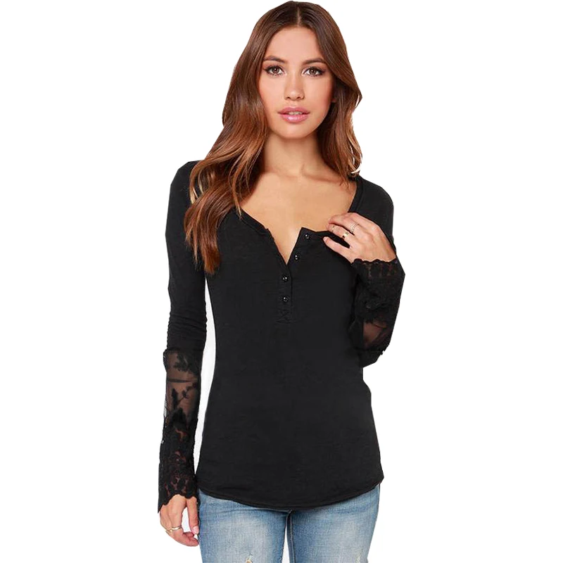 

Knitted Mesh Stitching Tops Slim T-shirt women's Split Swalltail Lace Bottoming T Shirt Women Clothing Vestidos LBD9811