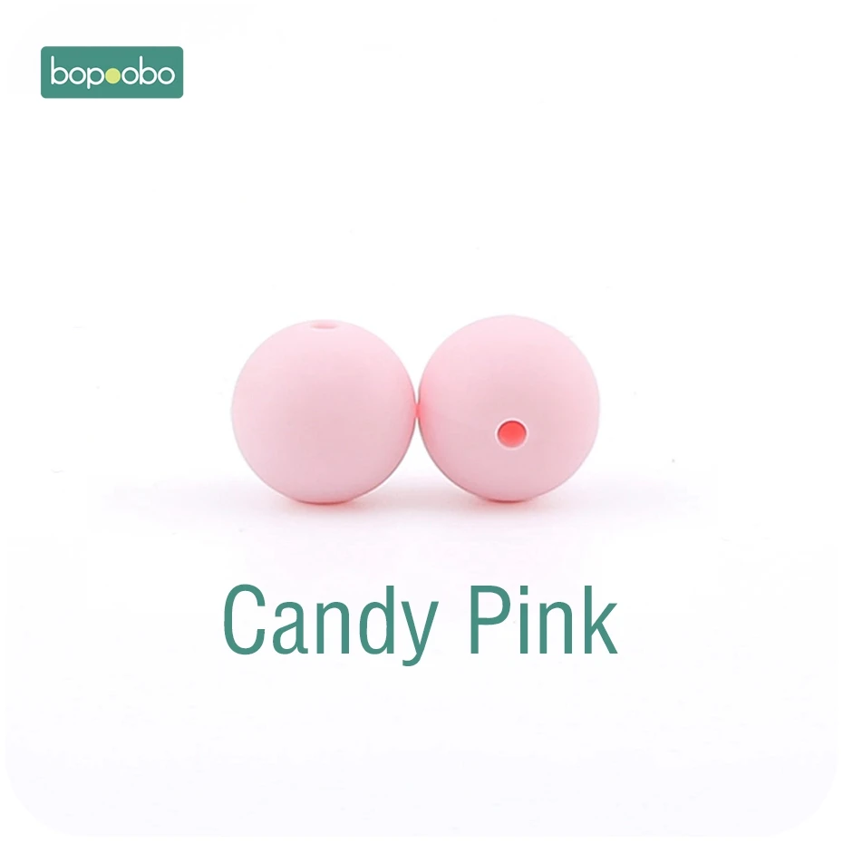 Bopoobo 1000pc силиконовые бусины 12 мм BPA Бесплатный силиконовый для детей для прорезывания зубов продукты жевательный браслет кулон бисер для изготовления Детские трофеи - Цвет: Candy Pink