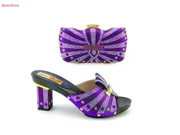 

doershow Italian Shoes And Bag Set New Fashion Summer Woman Heels Shoes And Bag Set For Party Free Shipping HJN1-7