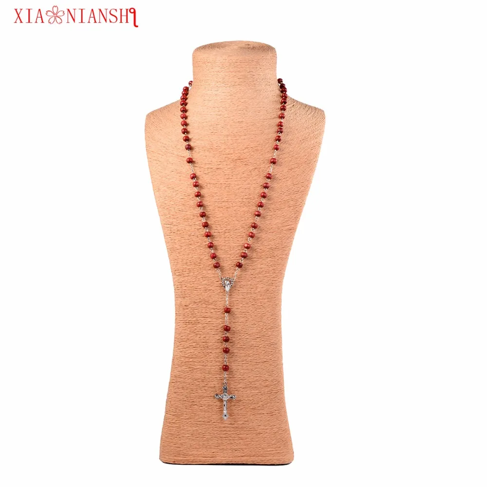 Ожерелье из католического розария с крестом бусин|cross vintage|crucifix crossrosary necklace |