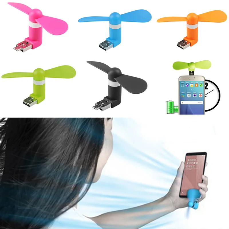  New 2 in1 Mini Micro USB Mobile Phone Fan Portable Flexible Mini USB Fan for PC Tablets Android Smartphones 