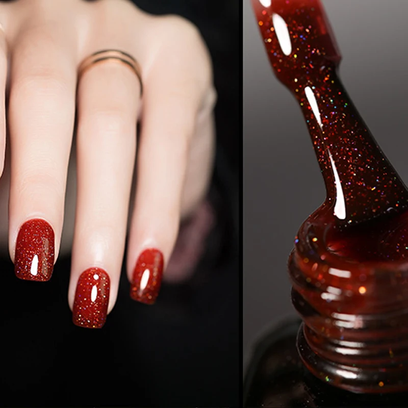 8ml Glitter Neon 19 Colors Sequins Nail Acrylic Glue Shiny UV Gel Nail Polish Semi-Permanent Neon Color Soak Off Gel Varnish Set