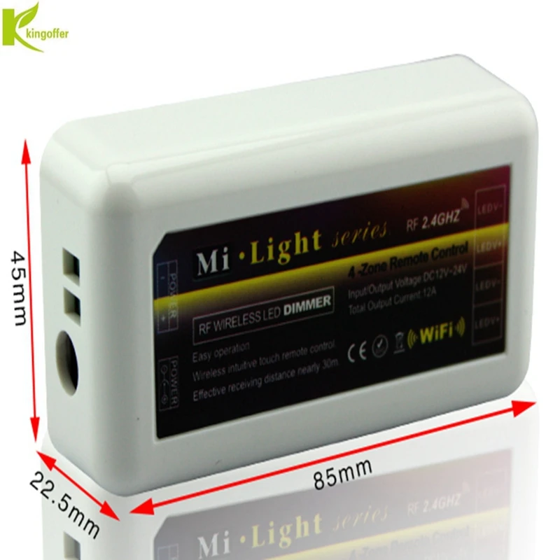 

Kingoffer mi.light DC12-24V Wireless RF 2.4G 4Zone Led Remote Controller Dimmer for Warm White Single Color Led Strip Light