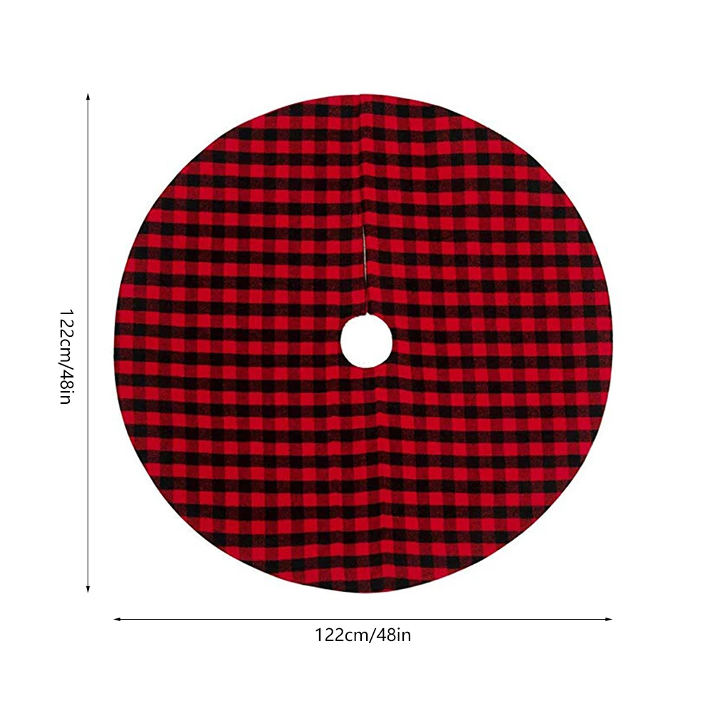 Плед Рождественская елка юбка с красный и черный проверить ковер вечерние украшения Рождественские украшения для дома из нетканого материала 29