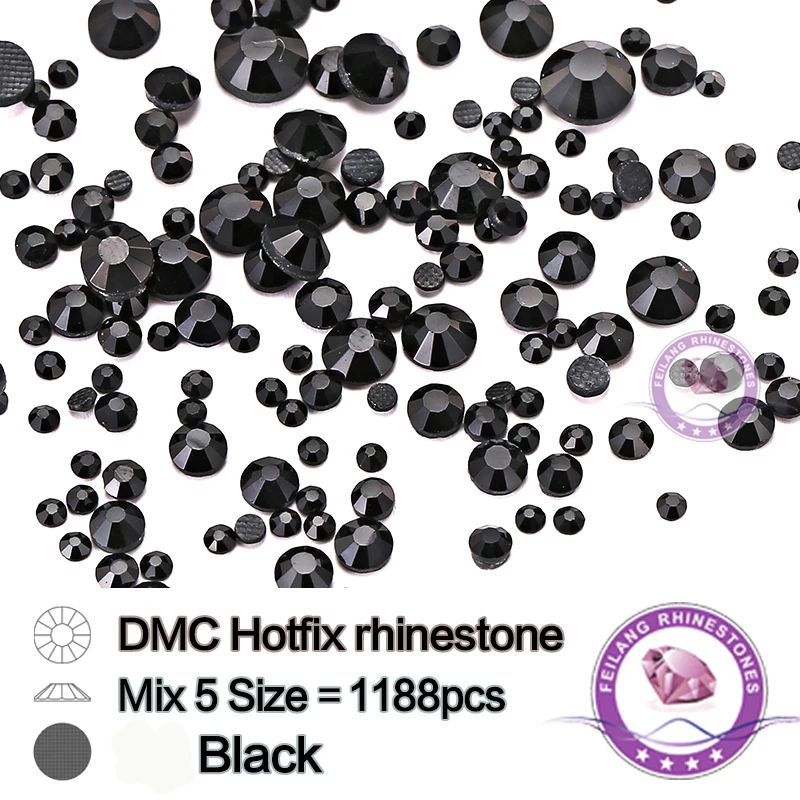 

DMC Hotfix Rhinestones SS6 SS10 SS16 SS20 SS30 Jet Black Brides Stones Garment Accessories,Wholesale