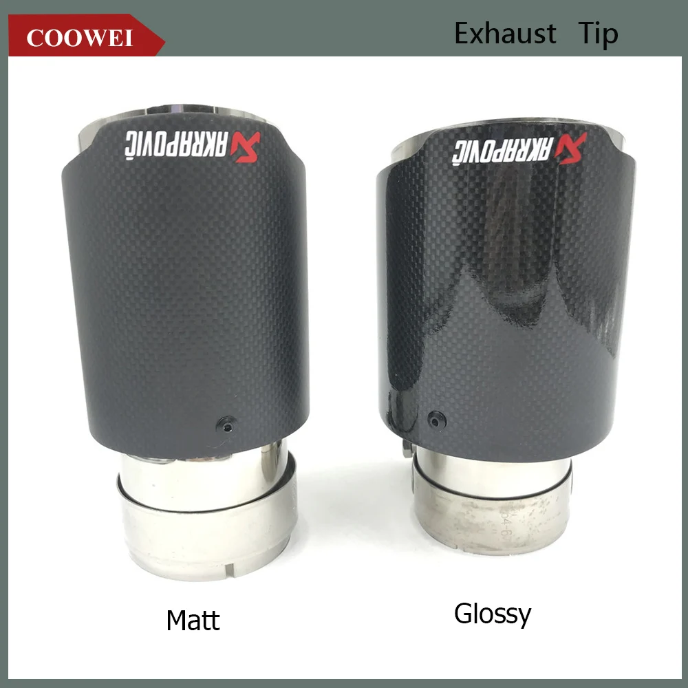 

Two Type glossy/Matt Carbon Fiber+Stainless Steel Exhaust Tip Akrapovic Muffler CAR MODIFIDE For BMW