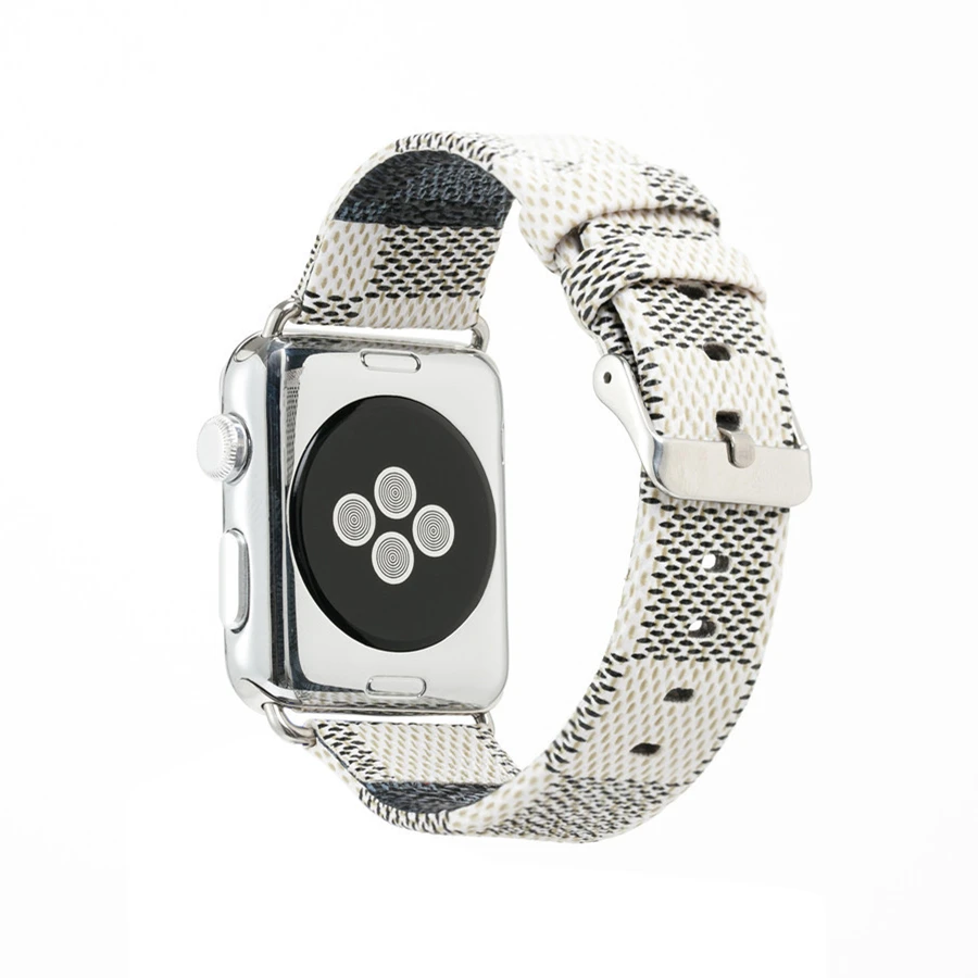 

Hot Selling Chequer Design Leather band for Apple watch Series 1/2/3 bracelet Strap 38/42mm Size for iwatch Best