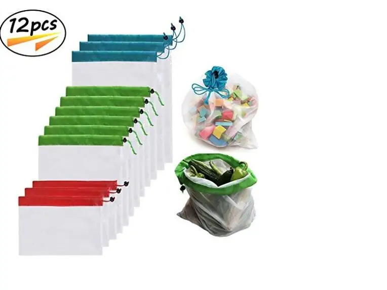 12pcs/lot Reusable Mesh Produce Bags Washable Eco Friendly for Grocery Shopping Storage Fruit Vegetable Toys Sundries |