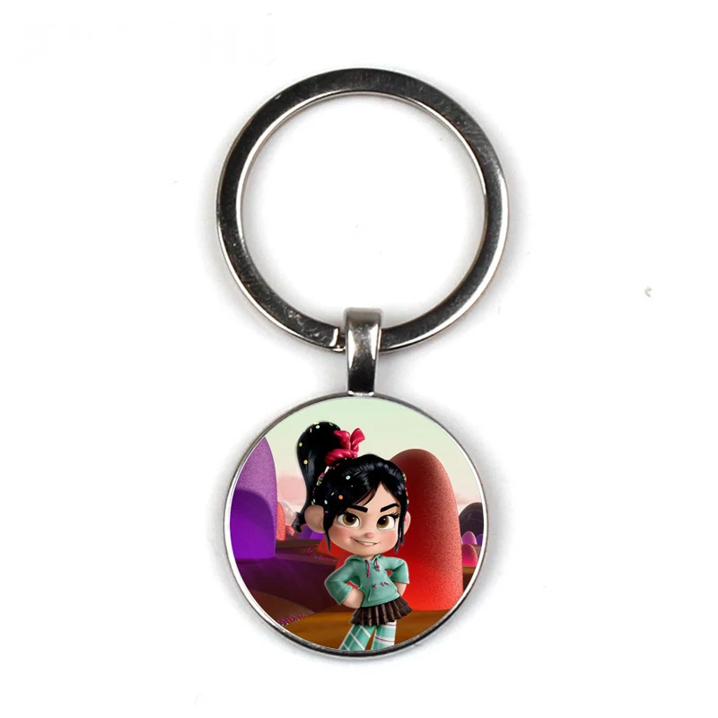

Wreck-It Ralph Invincible Destruction King Keychain Vanellope Von Schweetz 3D Cartoon Printed Glass Convex Key Chain