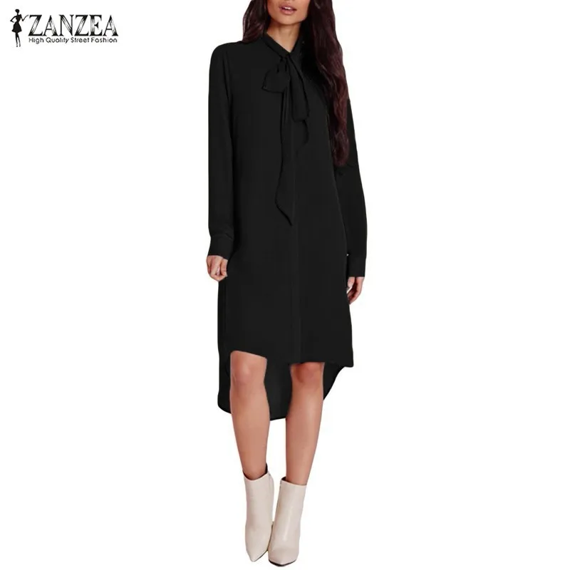 

2017 ZANZEA Women Blusas Casual Loose Chiffon Shirt Elegant Long Sleeve Asymmetrical Blouse Tops Plus Size Blusas Vestidos