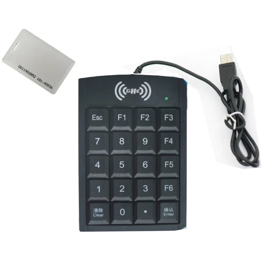 USB 125KHZ RFID EM4100 Tk4100 reader with number key support android + 10piece cards photo