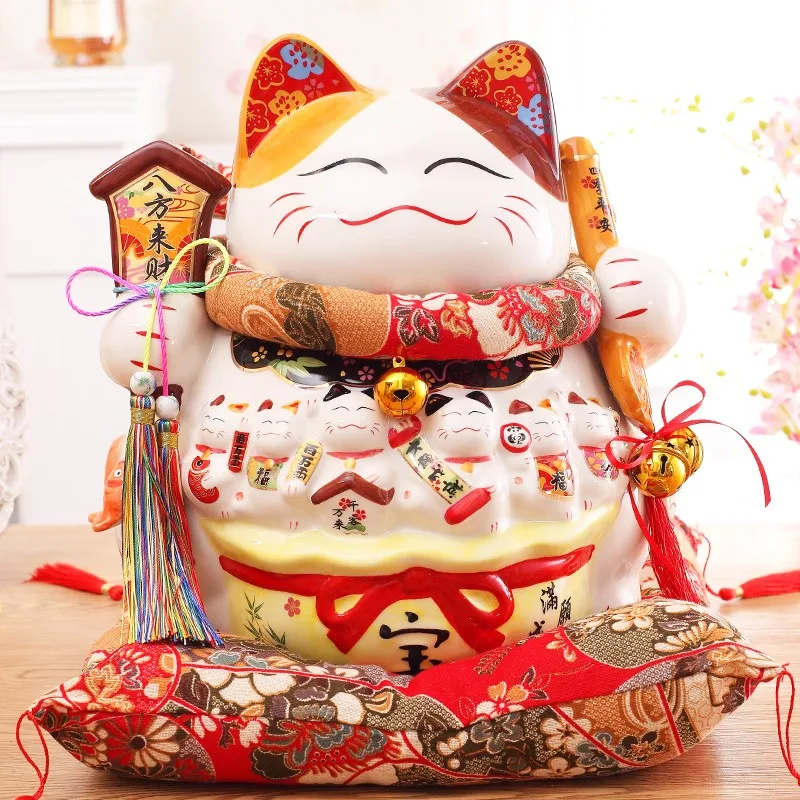 Японский стиль большой негабаритный орнамент Lucky Cat керамическая копилка открытие подарок магазин Декор