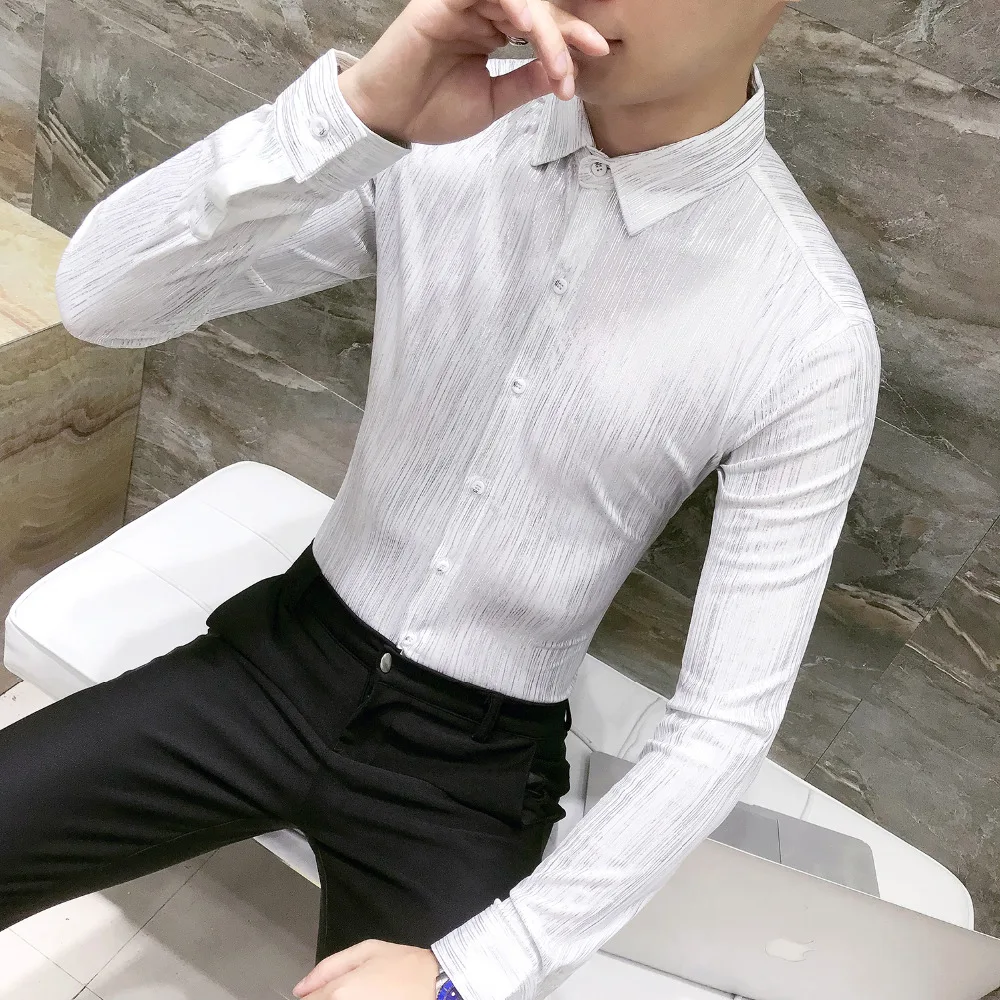 SayahMen Long-Sleeve Slim Fit Autumn Nightclub Britain Dress Shirts SayahMen Long-Sleeve Slim Fit Autumn Nightclub Britain Dress Shirts