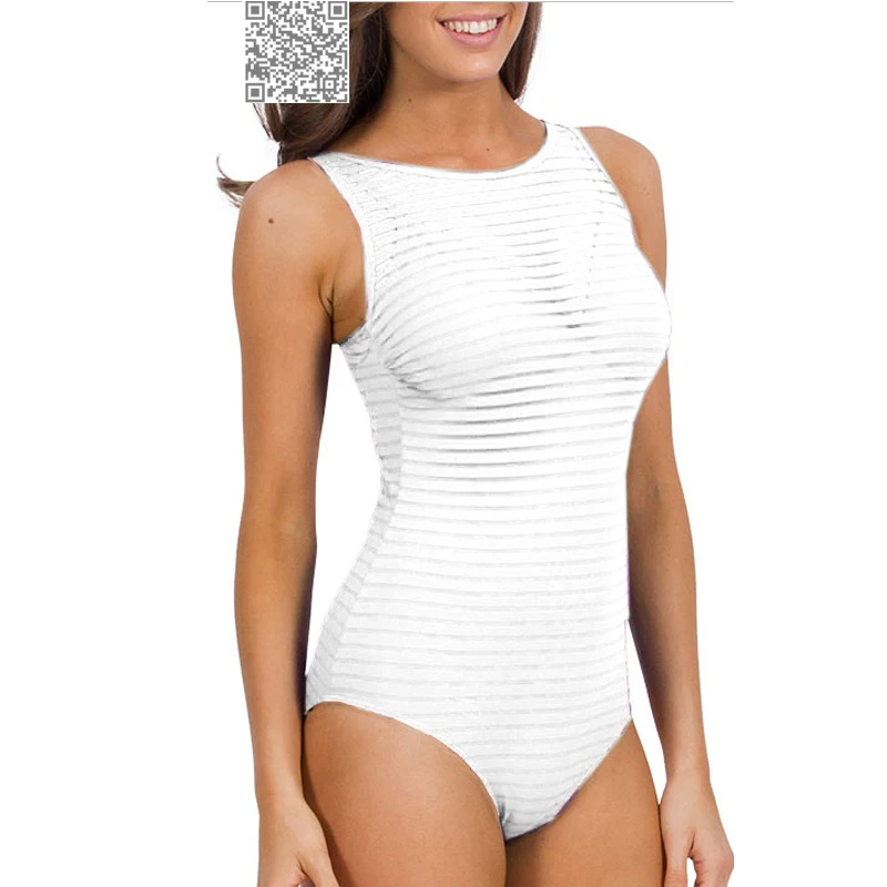 

2017 Sexy Mesh Swimwear Women Monokini Swimsuit One Piece Bathing Suit Solid White Red Blue Black Swim Wear Striped Swim Suit
