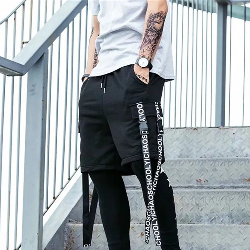 Мужские модные брендовые дышащие мужские шорты летние модные мужские наклейки с карманами эластичные спортивные штаны шорты