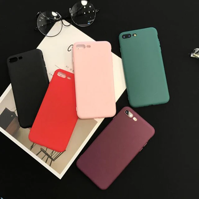 Wine Red Black Pink 360 Full Protect Soft Silicone Phone Case Cover Coque Fundas For iphone 7 7Plus 6S 6 S 6Plus 8 8Plus X