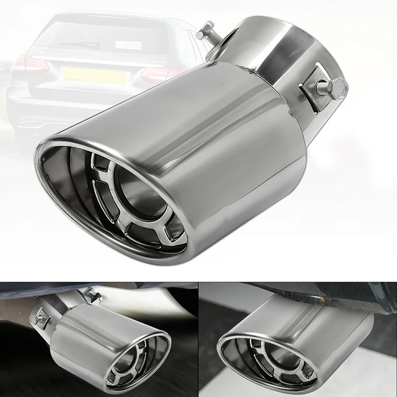 Car Exhause Systems Bend Tip Tail Throat Pipe Exhaust Muffler For 63mm