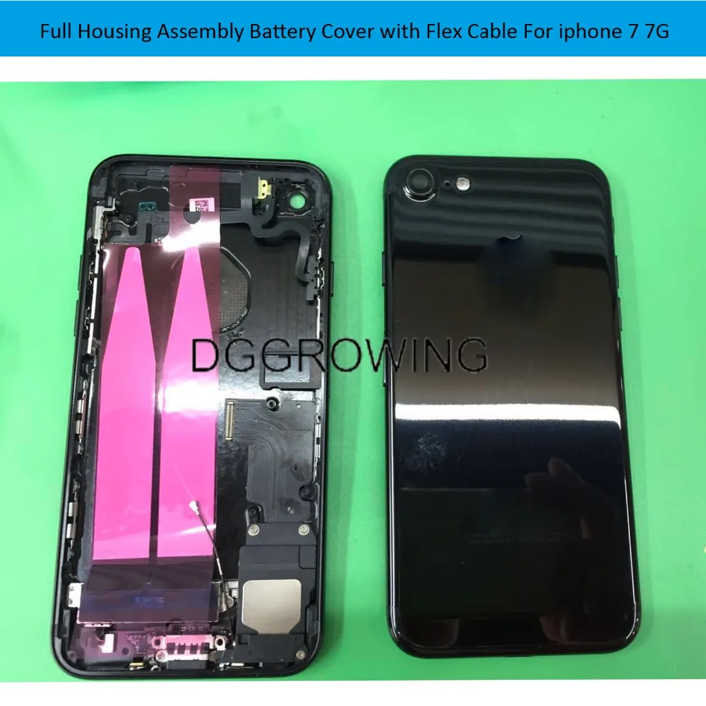 

DGGROWING Metal Battery Cover Door Rear Cover Fulll Housing With Flex Cable For Iphone 7 7G Back Cover Housing With Logo