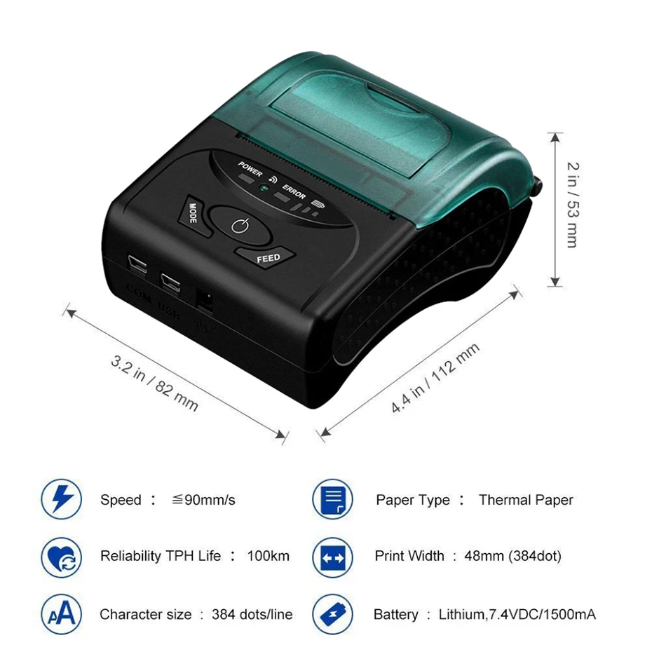 58 мм Термальный чековый POS принтер Loyverse POS Bluetooth принтер портативный принтер POS чековый принтер Bluetooth Android IOS