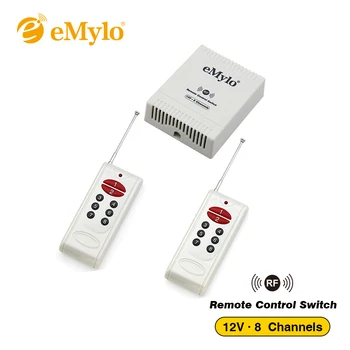 

eMylo DC 12V Learning Smart Switch, Wireless RF Remote Control Light Led Switch 433Mhz White Transmitter 8-Channels Relay Toggle