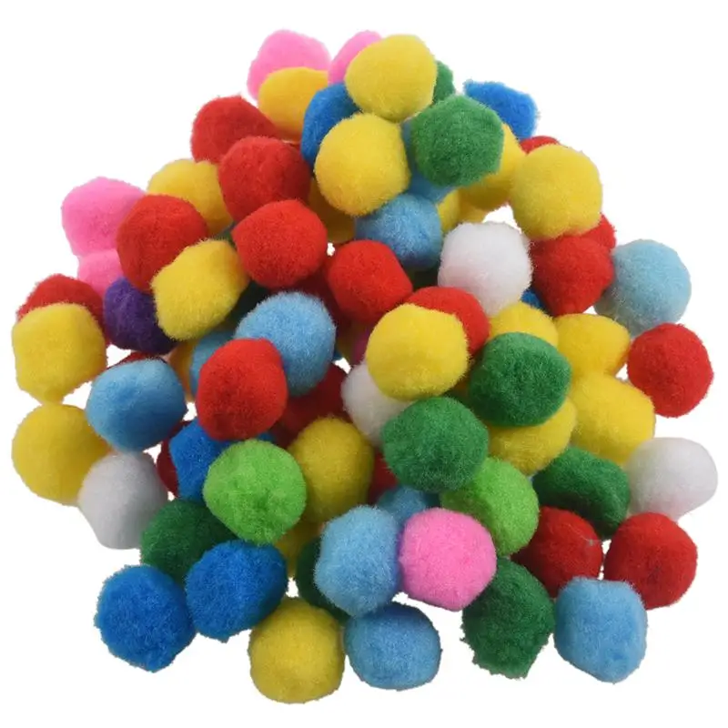 100 шт Разноцветные мягкие пушистые Помпоны для детей, 30 мм
